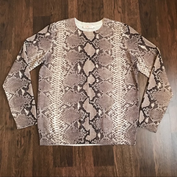 Tory Burch Python Snakeskin Wool Blend Sweater - Picture 2 of 4